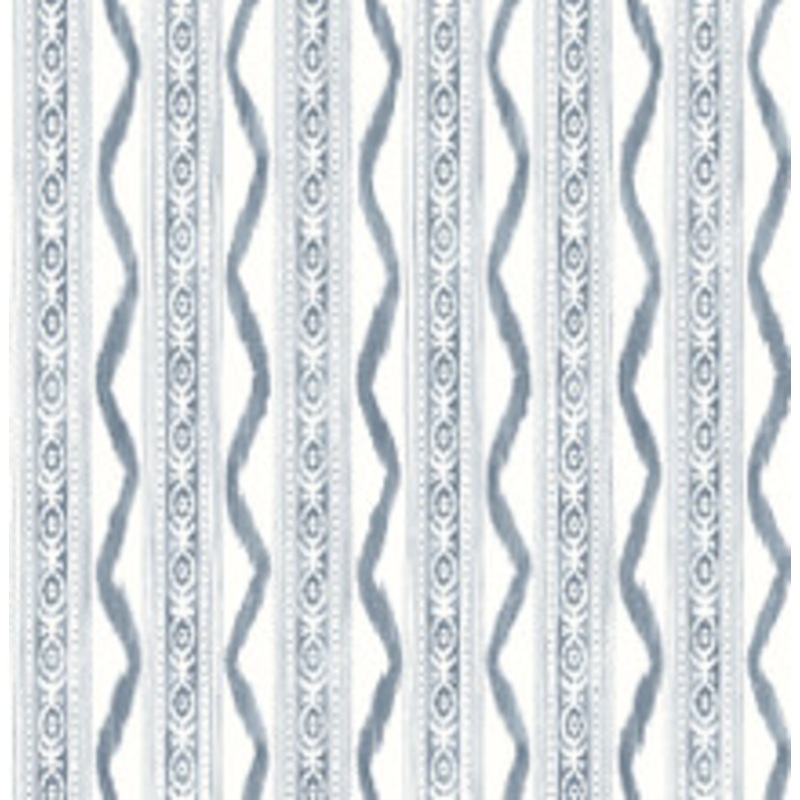 A-Street Prints Rhys Blue IKAT Stripe Wallpaper