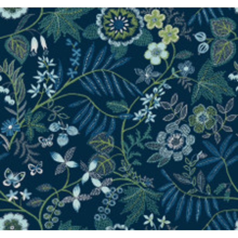 A-Street Prints Marilyn Dark Blue Floral Trail Wallpaper