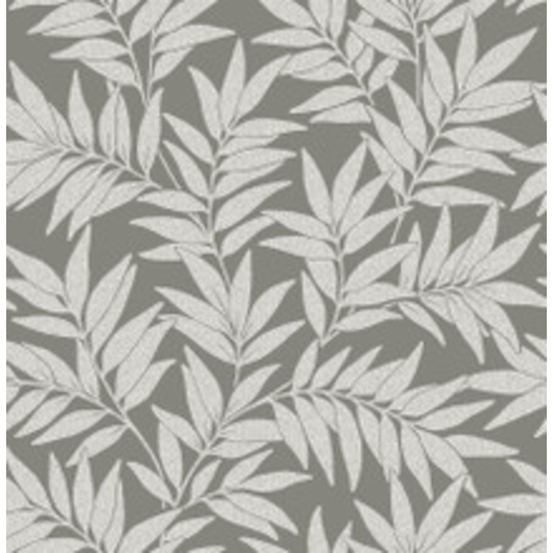 A-Street Prints Morris Dark Grey Leaf Wallpaper