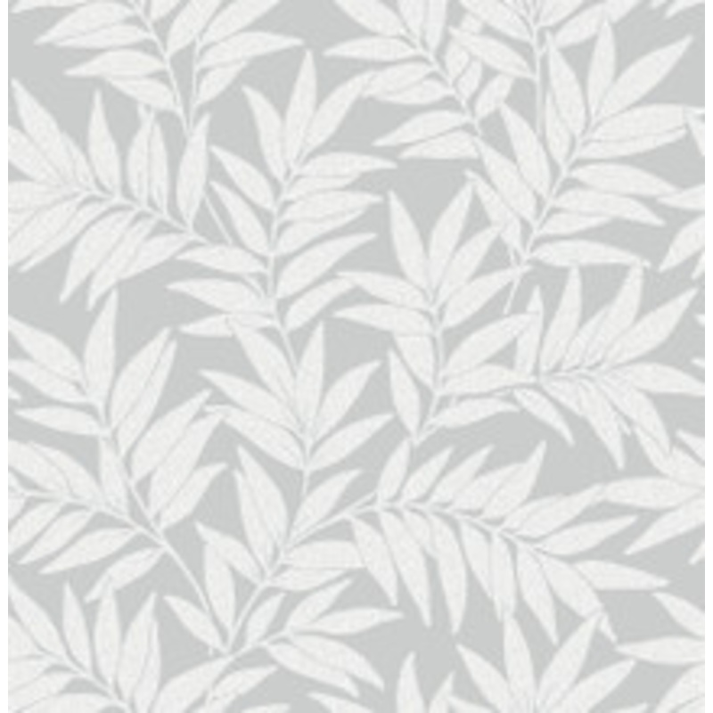 A-Street Prints Morris Light Grey Leaf Wallpaper