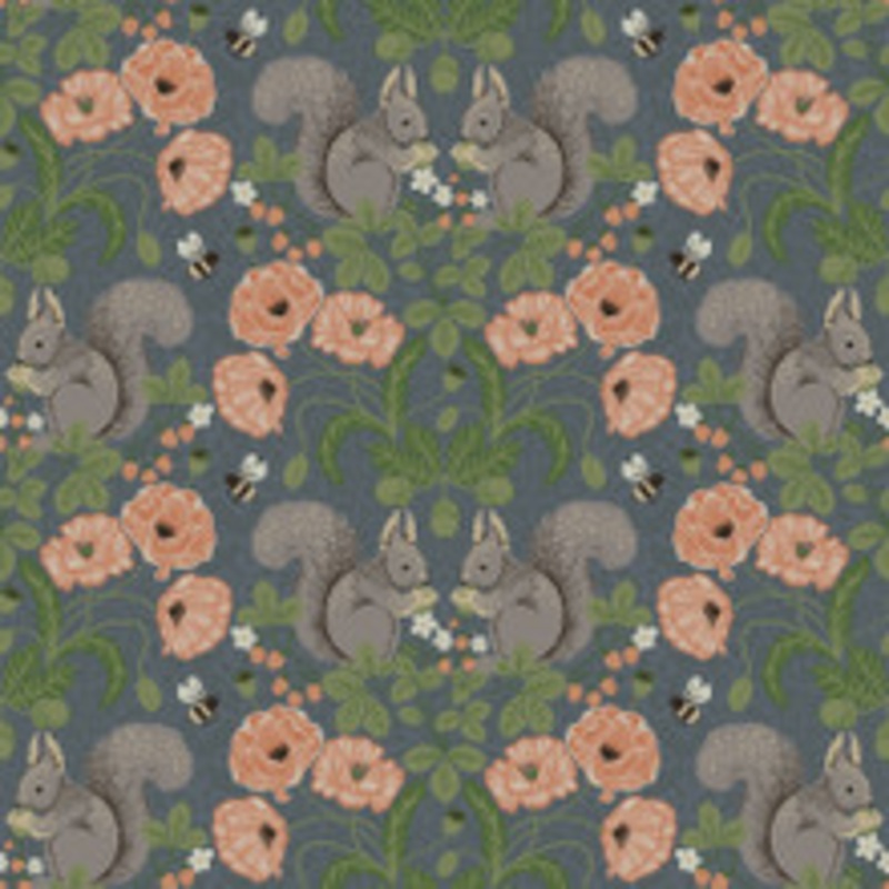 A-Street Prints Kurre Blue Woodland Damask Wallpaper