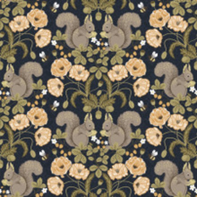 A-Street Prints Kurre Dark Blue Woodland Damask Wallpaper