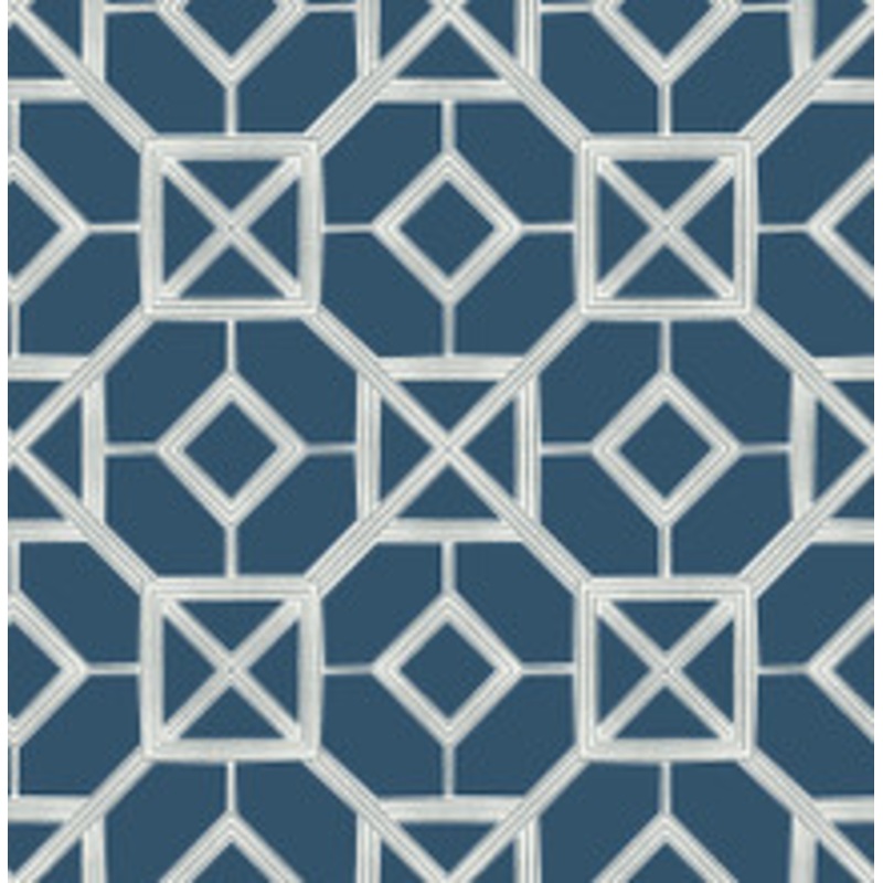 A-Street Prints Livia Dark Blue Trellis Wallpaper