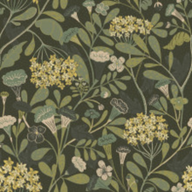 A-Street Prints Hybbe Dark Green Hydrangea Garden Wallpaper