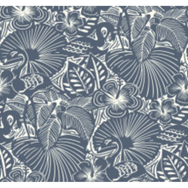 A-Street Prints Idalia Navy Floral Flamingo Wallpaper