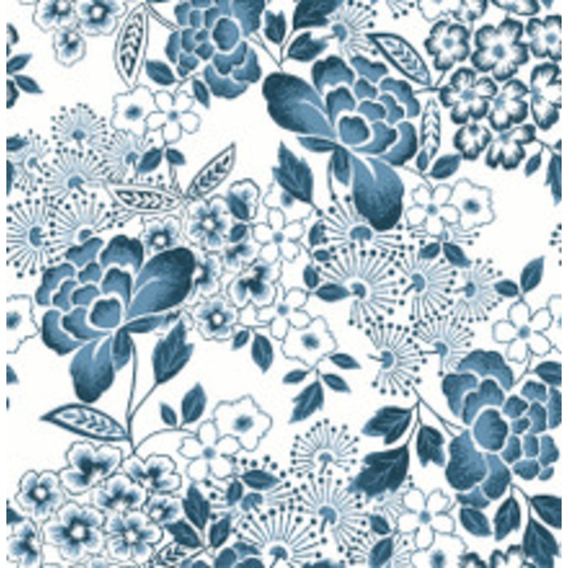 A-Street Prints Irina Blue Floral Blooms Wallpaper