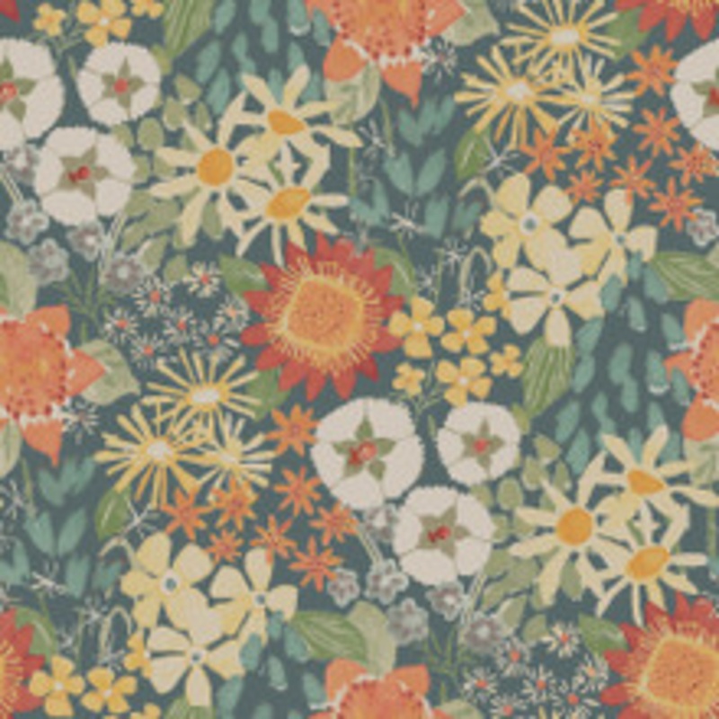 A-Street Prints Karina Teal Wildflower Garden Wallpaper