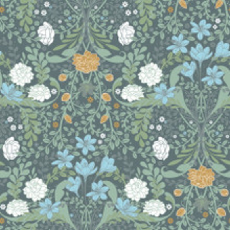 A-Street Prints Froso Turquoise Garden Damask Wallpaper