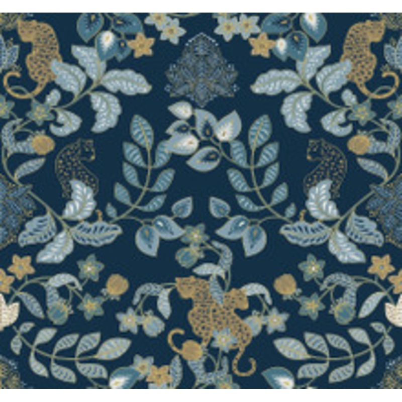 A-Street Prints Getty Navy Jungle Damask Wallpaper