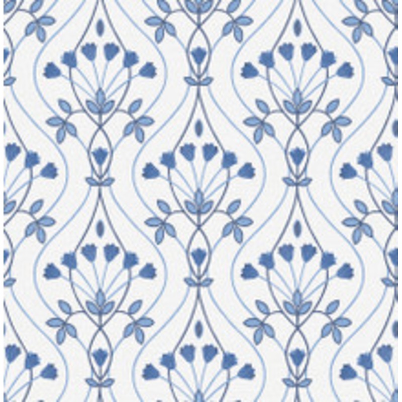A-Street Prints Dard Blue Tulip Ogee Wallpaper