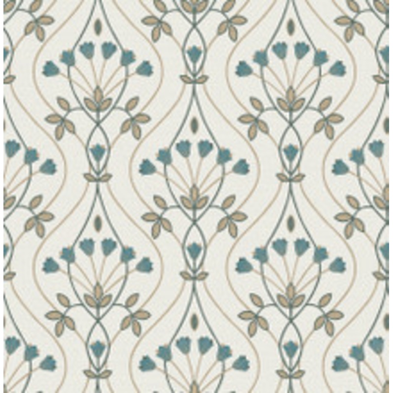 A-Street Prints Dard Teal Tulip Ogee Wallpaper