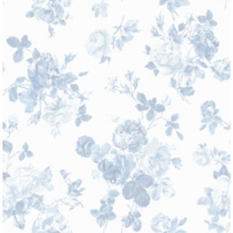 A-Street Prints Everblooming Rosettes Dreamy Sky Cabbage Rose Bouquets Wallpaper