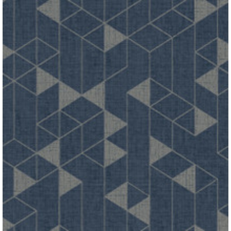 A-Street Prints Fairbank Navy Linen Geometric Wallpaper