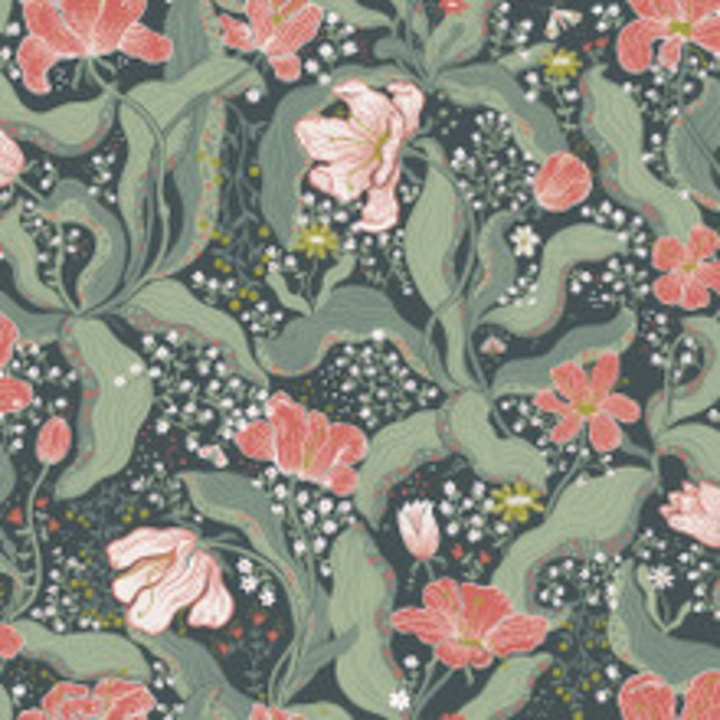 A-Street Prints Bodri Turquoise Tulip Garden Wallpaper