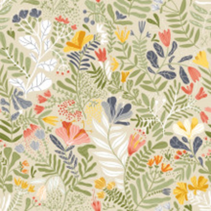 A-Street Prints Brittsommar Beige Green Woodland Floral Wallpaper