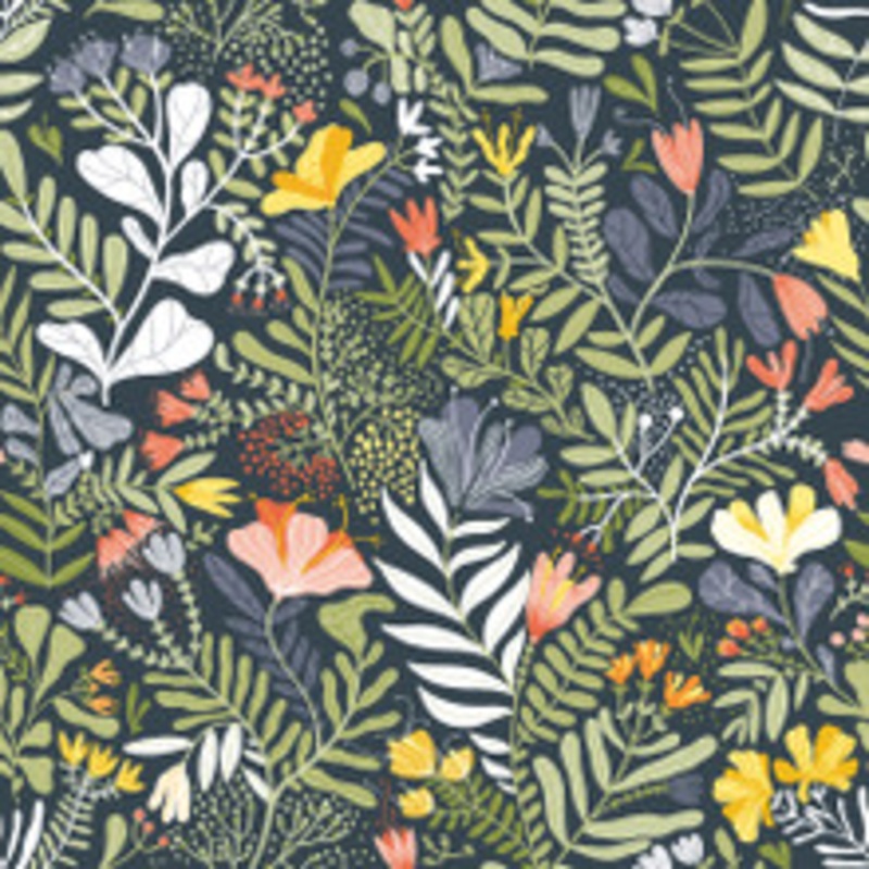 A-Street Prints Brittsommar Navy Blue Woodland Floral Wallpaper