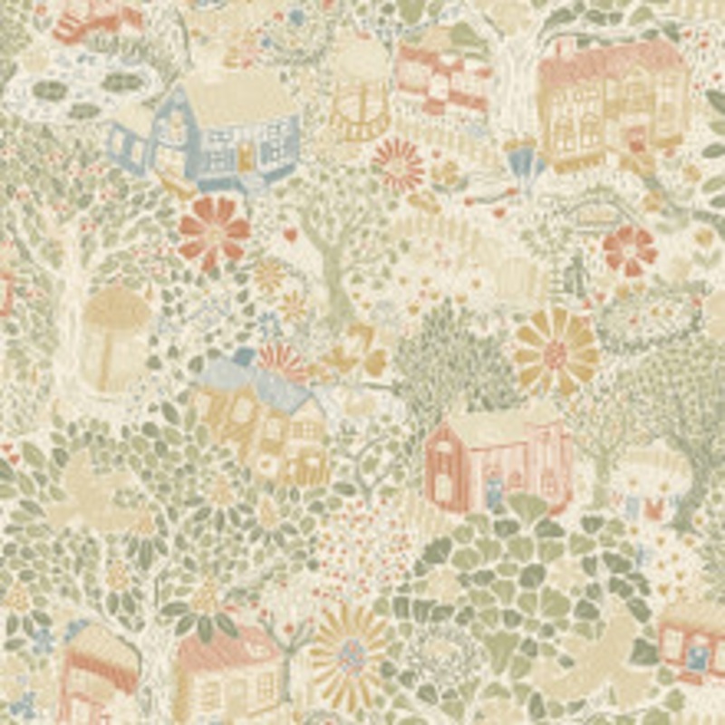 A-Street Prints Bygga Bo Neutral Woodland Village Wallpaper