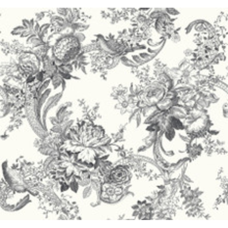 A-Street Prints Carmel Black Baroque Florals Wallpaper