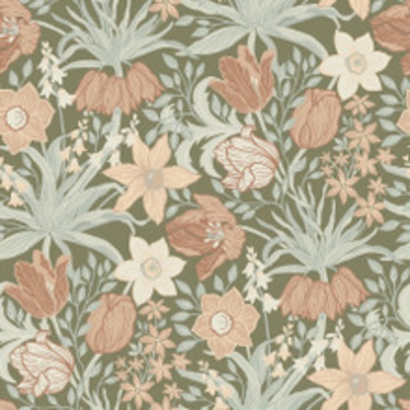 A-Street Prints Cecilia Moss Tulip and Daffodil Wallpaper