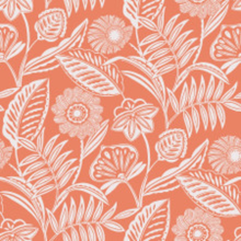 A-Street Prints Alma Coral Tropical Floral Wallpaper