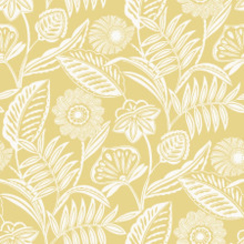 A-Street Prints Alma Yellow Tropical Floral Wallpaper