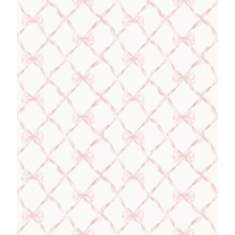 A-Street Prints Baby Bow Faded Primrose Ribbon Trellis Wallpaper