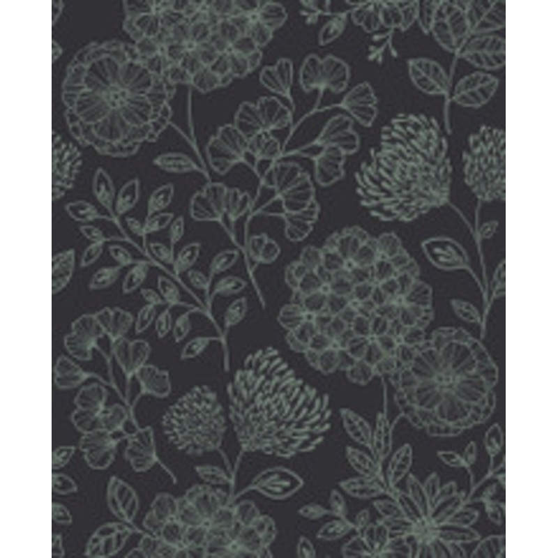 A-Street Prints Ada Charcoal Floral Wallpaper
