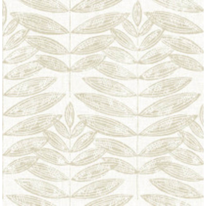 A-Street Prints Akira Beige Leaf Wallpaper