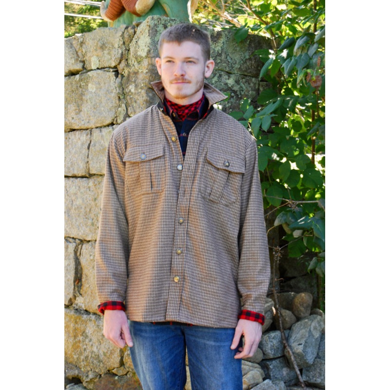 Gunnison  Wool JacShirt - Camel Houndstooth
