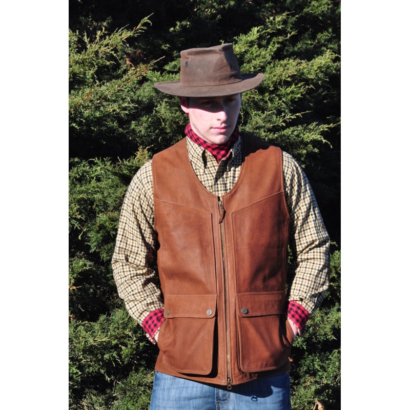 Waxed Buffalo Leather Gladwin Vest - Chestnut