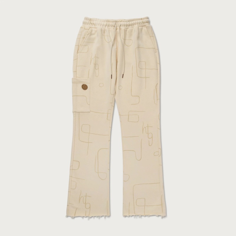 Novelty Printed Terry Pant Bone