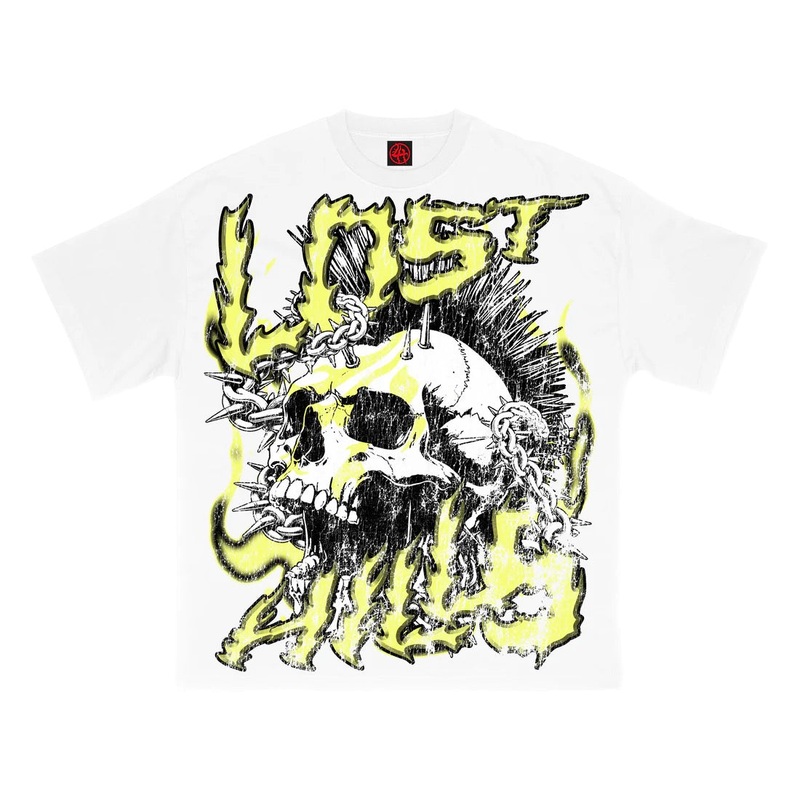 LH CHAIN SKULLS TEE WHITE
