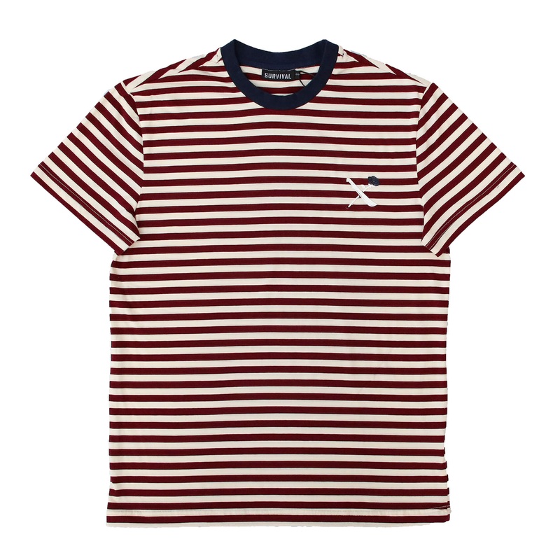 SOTF STRIPED TEE BUR/NVY LOGO