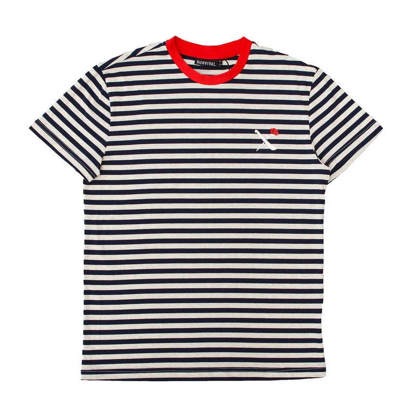 SOTF STRIPED TEE NVY/RED LOGO
