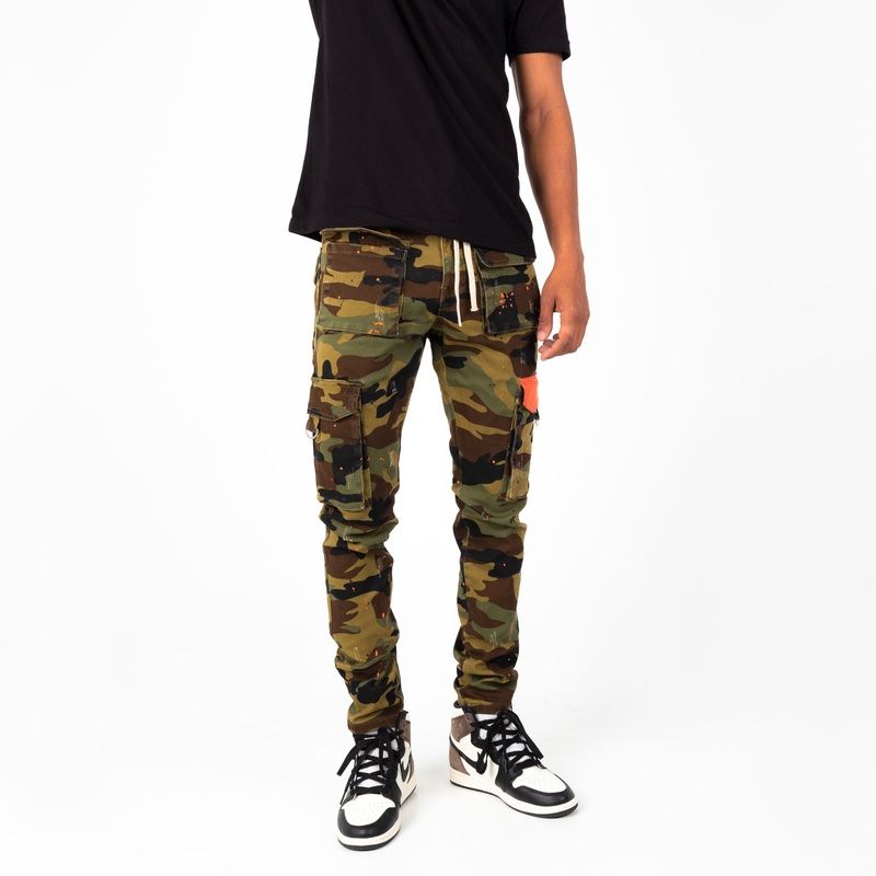 WOODLAND CAMO CARGO DENIM