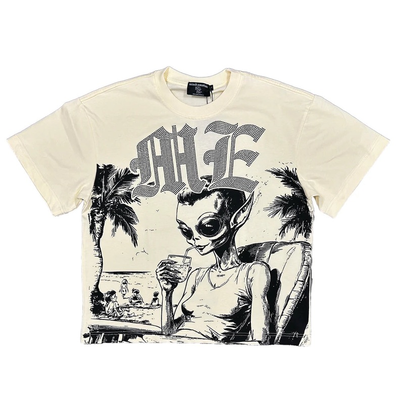 Cream Beach Rhinestone Tee