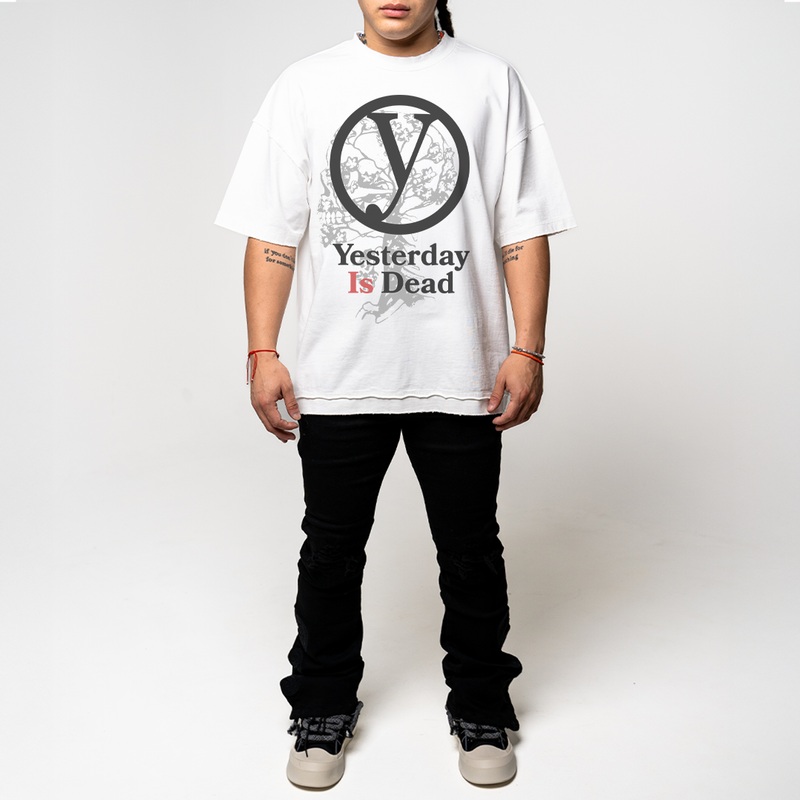 SKULL DISTRESSED TEE WHITE