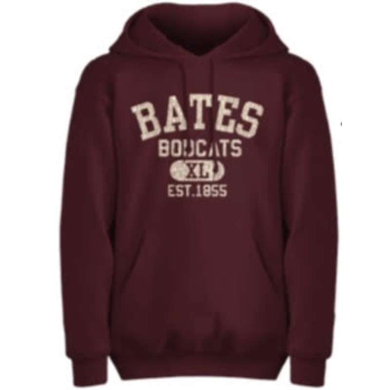 Maroon Hoodie Sweatshirt from MSP Eighty8 - Bates Bobcats EST. 1855