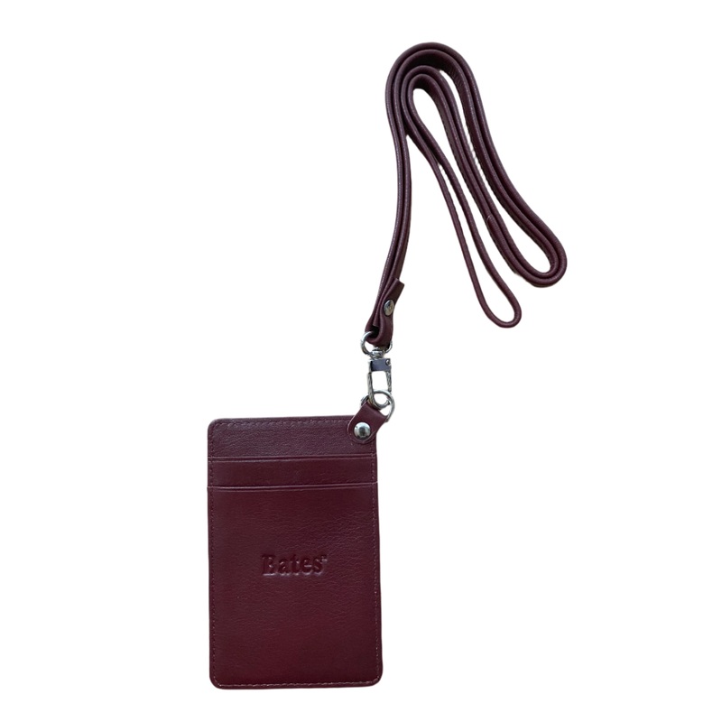Maroon ID Holder with Lanyard, Bates