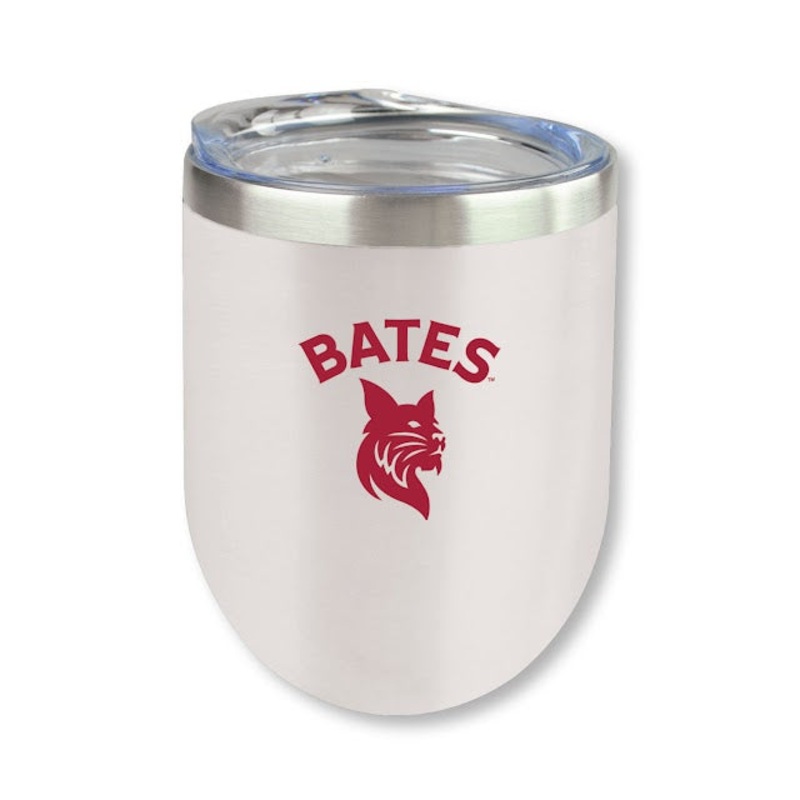 Wine Sipper Tumbler BATES with Bobcat Logo White