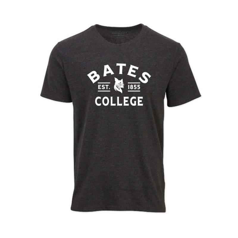 Charcoal BATES COLLEGE Tee with Bobcat Logo 1855 from Boxercraft