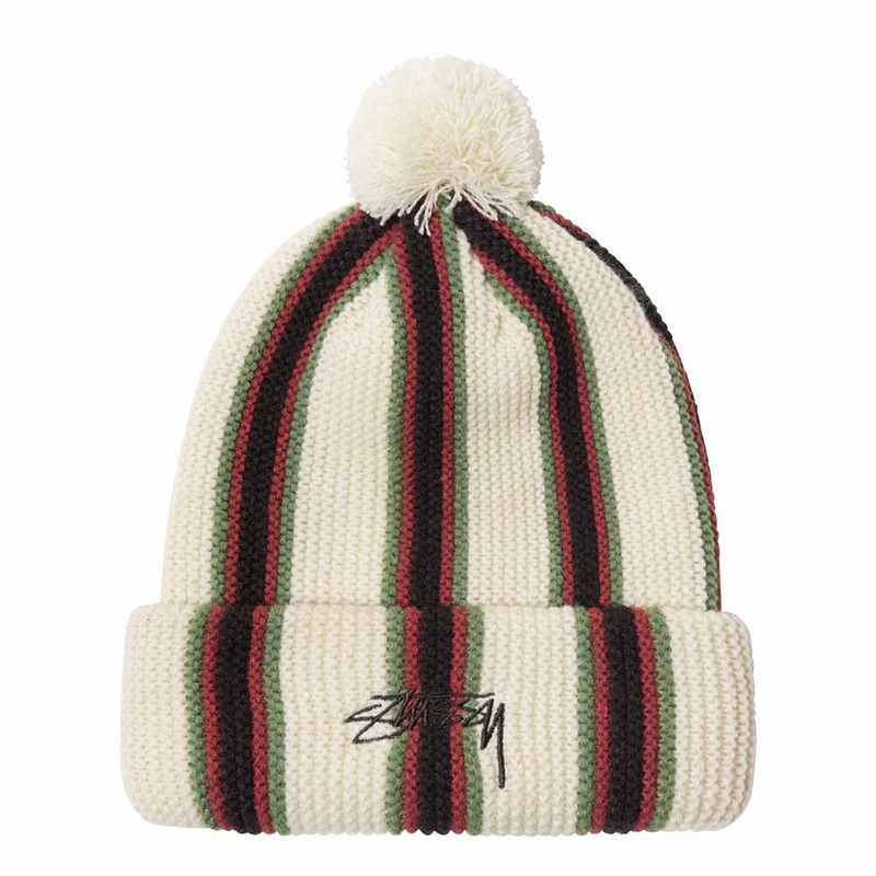 STRIPED POM BEANIE