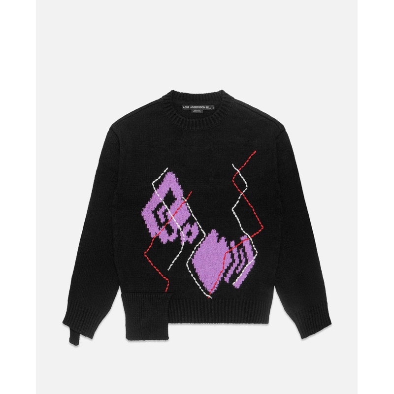 Argyle Crew-neck Sweater (Black)