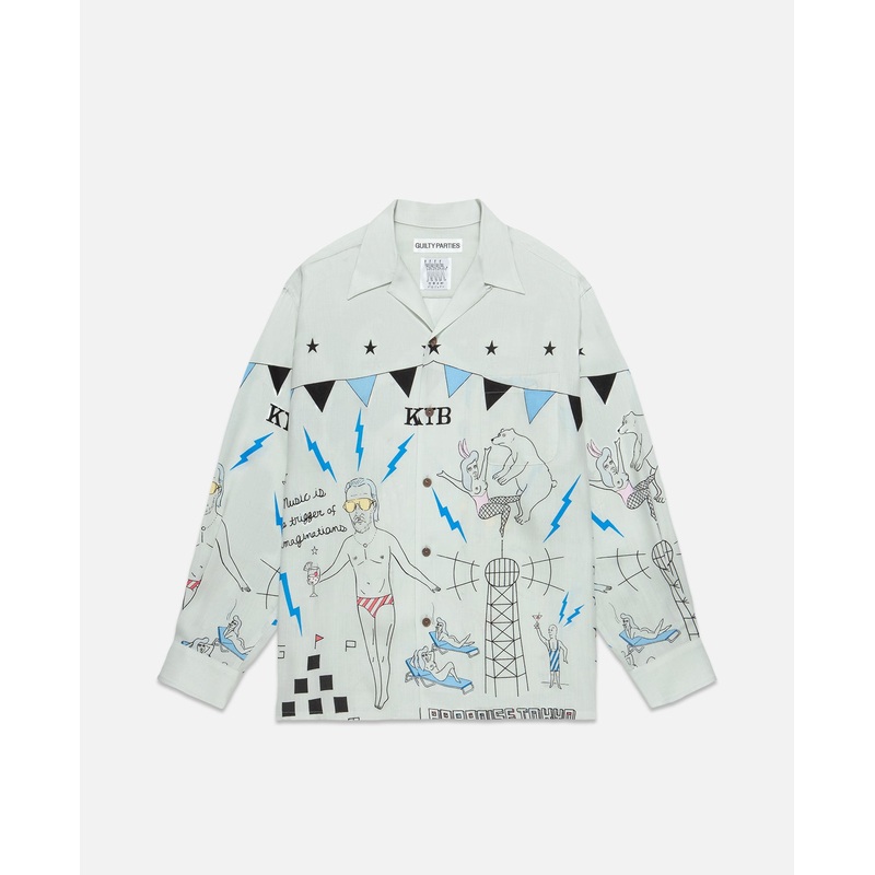 Hawaiian L/S Shirt (Type-1) (Grey)