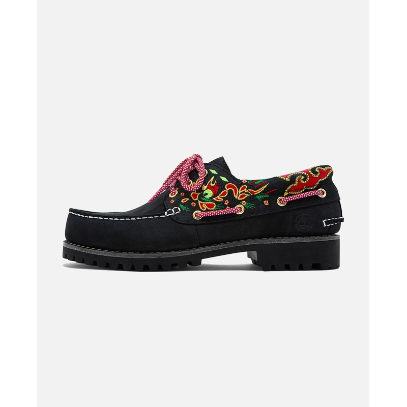 Women's Noreen 3-Eye Lug Handsewn Boat Shoes (Black)