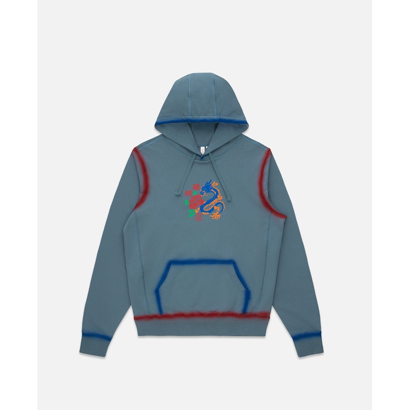 Enamel Dragon Print Hoodie (Blue)