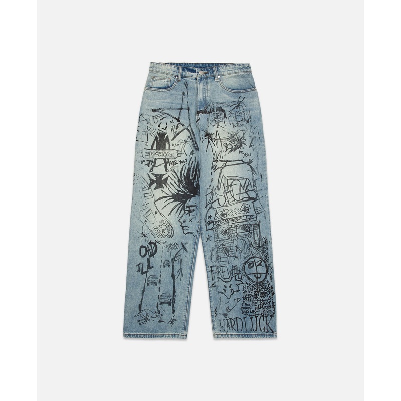 Scribble Denim Pants (Blue)