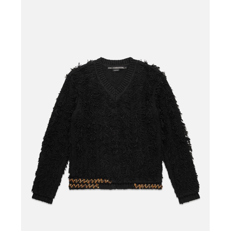 Wings V-Neck Sweater (Black)