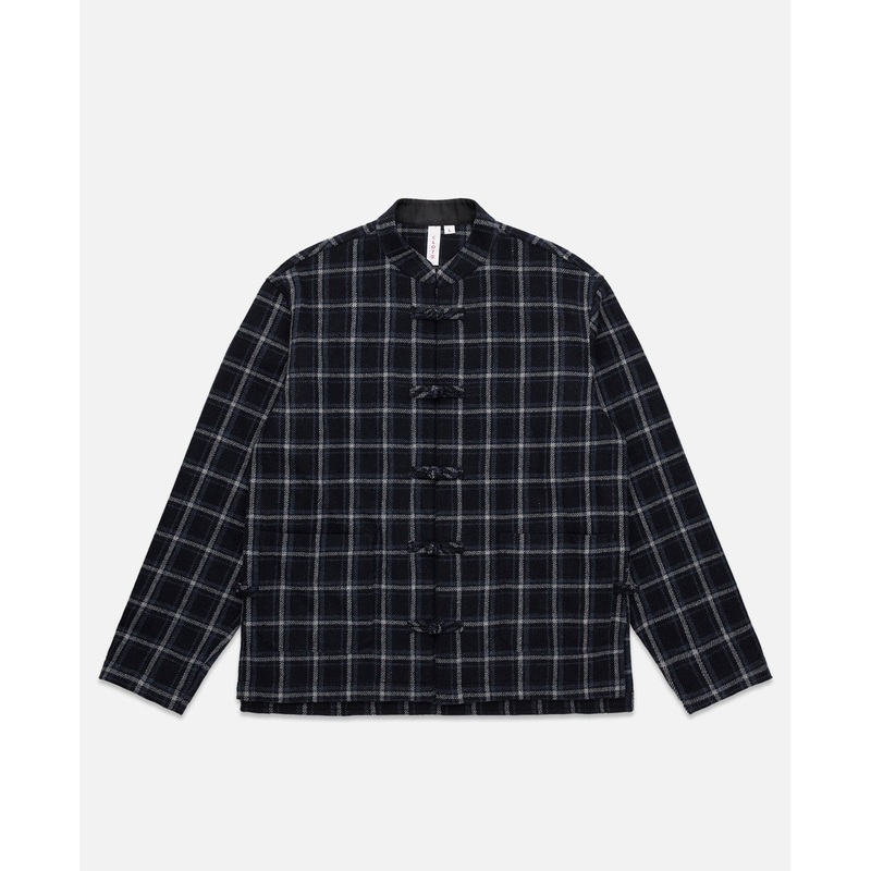 Chinese Checked Jacquard Shirt (Navy)