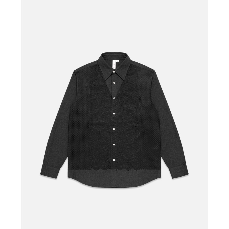 Lace Panel Shirt (Grey)